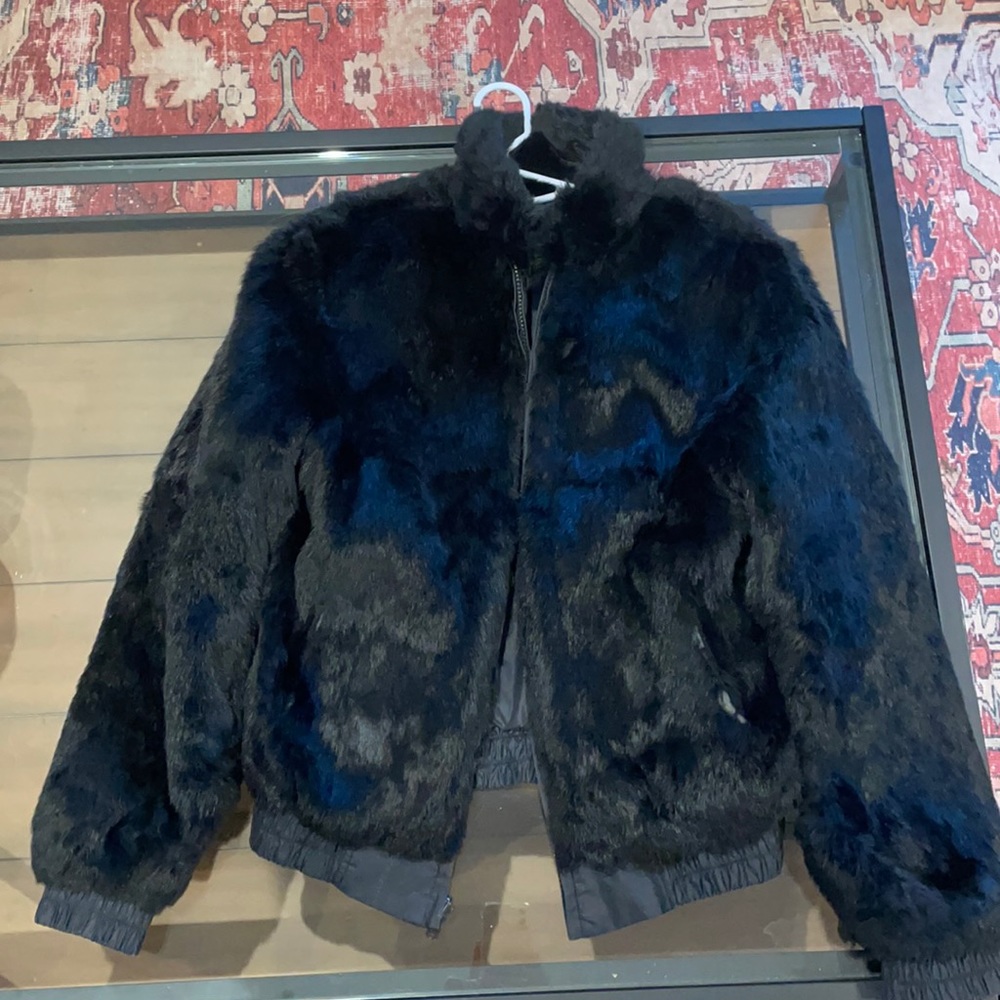 Faux fur bomber jacket